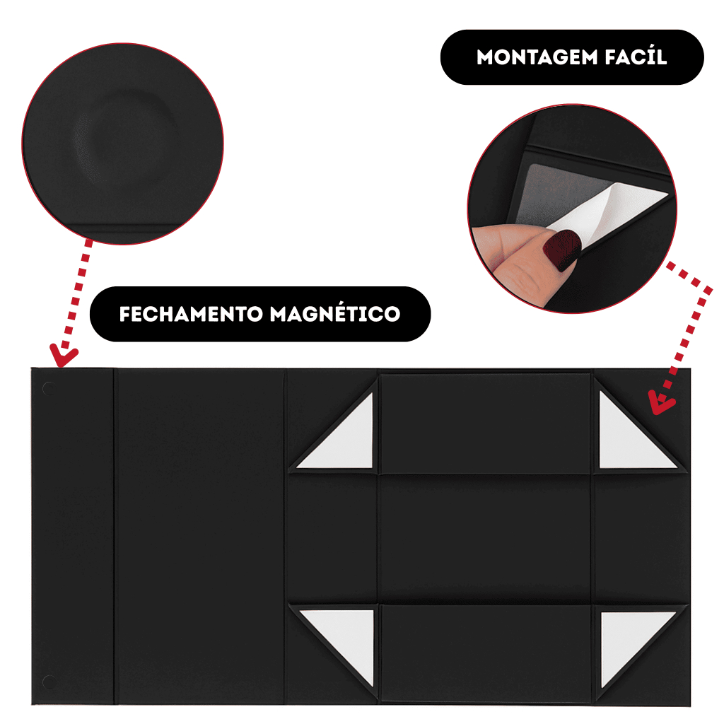 Detalhes do Caixa De Presente Magnética Personalizada 33,5x26x15 Premium Rígida com imã e Fita de Cetim