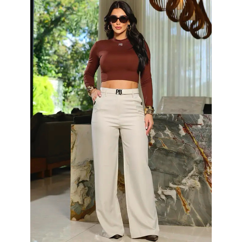 Calça Pantalona Elegante e Versátil com Cinto Casual Empório Pit Bull  Ref: 95674