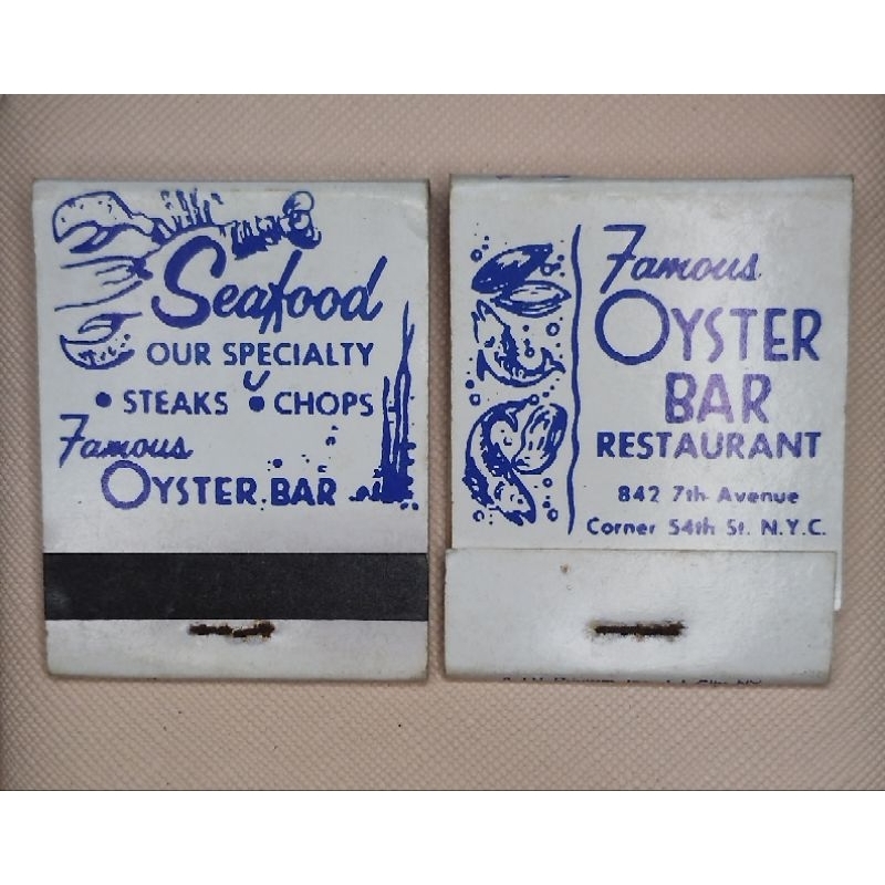 Caixa de Fósforo Vintage Famous Oyster Bar Nova York Anos 80 - Restaurante Extinto Manhattan Nyc -Valor da unidade.