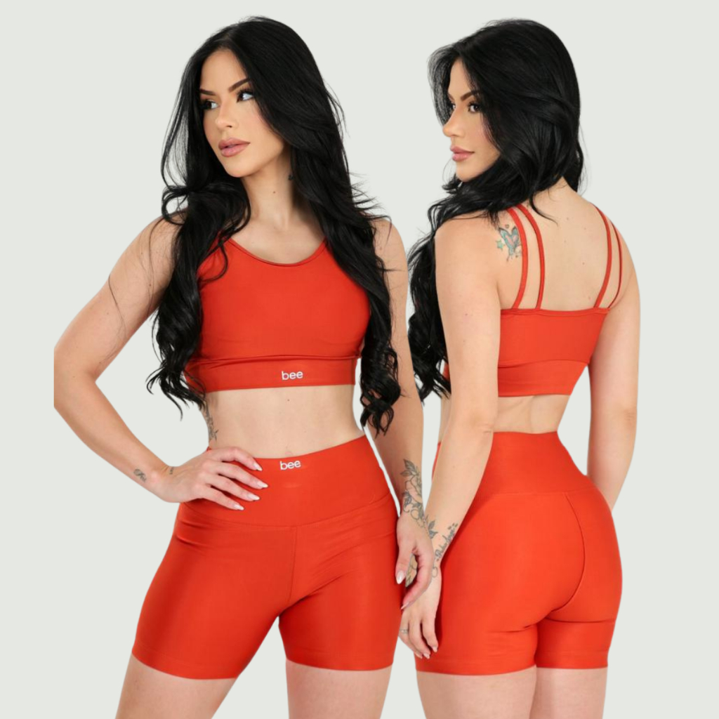 Conjunto Roupa de Treino Feminino Academia Cintura Alta Modelador Zero Transparencia