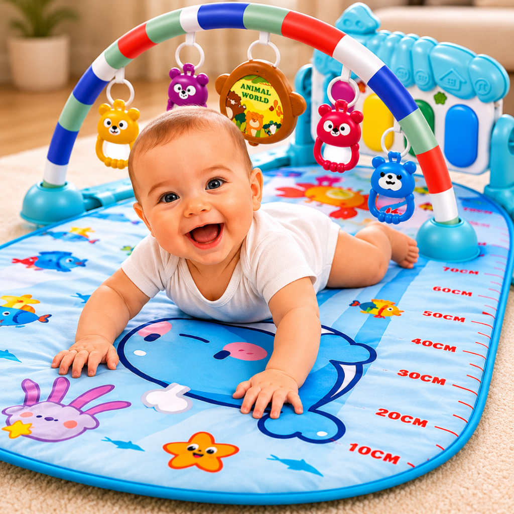 Tapete Musical Bebê Piano Interativo Educativo Sensorial Infantil Macio Azul
