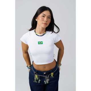 Cropped Feminino Brasil Baby Tee Brasil Cropped Bandeira Brasil Cropped Blogueira Blusa Brasil Feminina Copa 2026