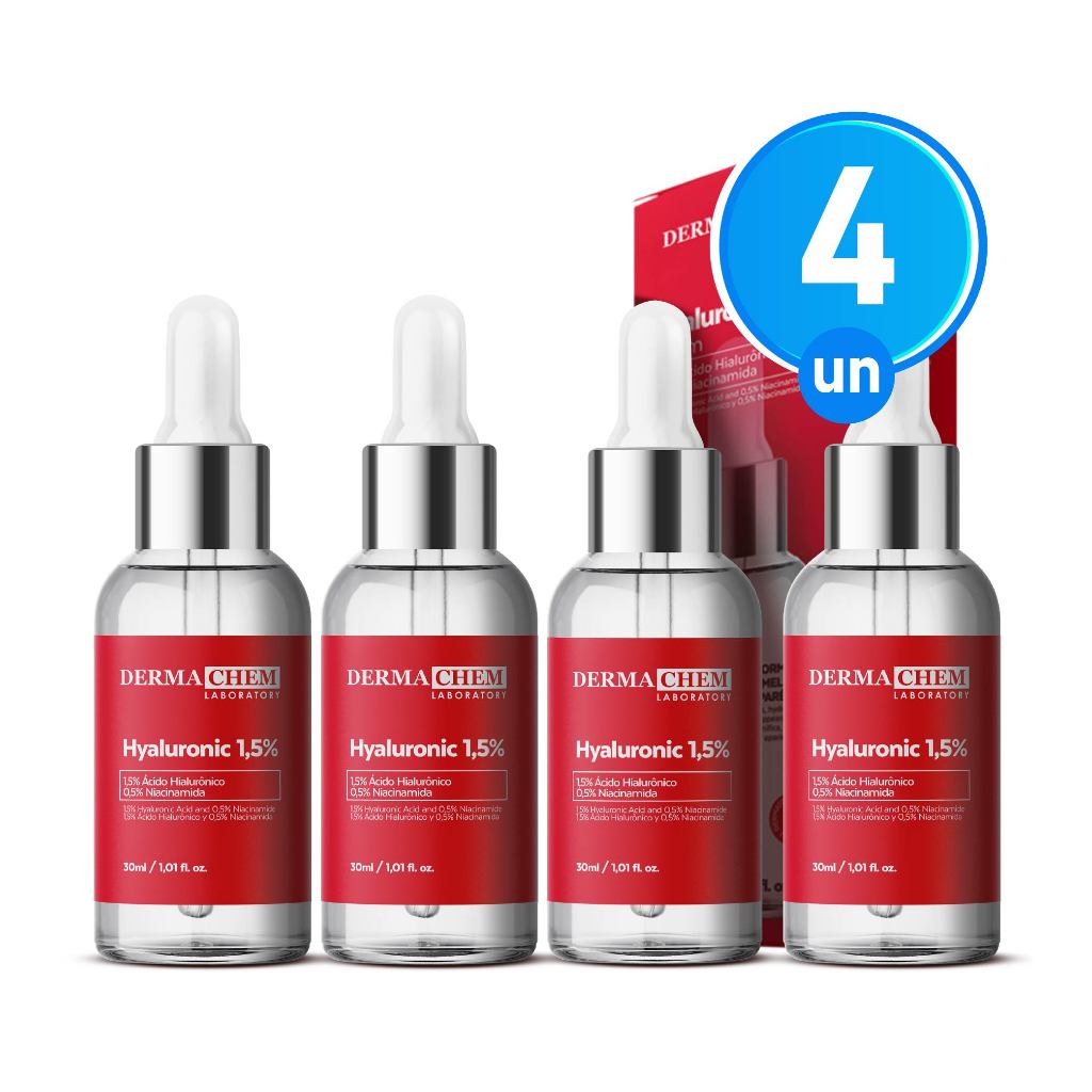 Kit 4 Sérum Ácido Hialurônico 1,5% 30ml Dermachem