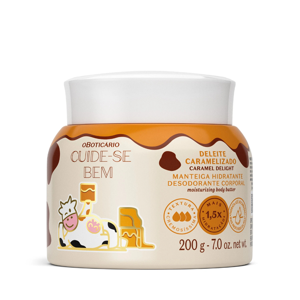 Manteiga Hidratante Creme Corporal Desodorante Deleite Caramelizado Cuide-Se O Boticario 200g Creme Docinho