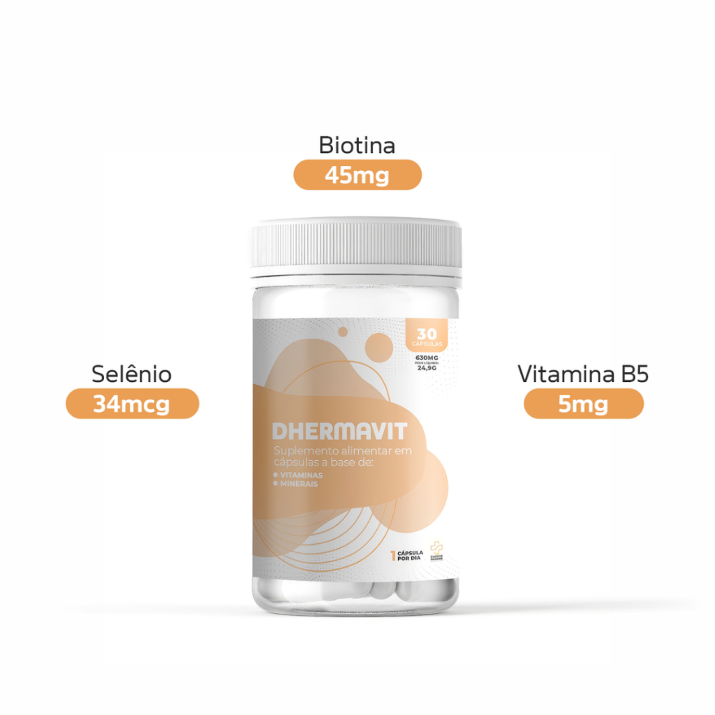 Suplemento com Biotina - Fortalecedor Unha Cabelo e Pele 30 Cáps - Dhermavit Curatio
