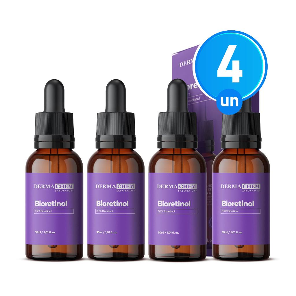Kit 4 Sérum Anti Rugas Profundas Bioretinol 30ml Restaura e Firma a Pele Dermachem