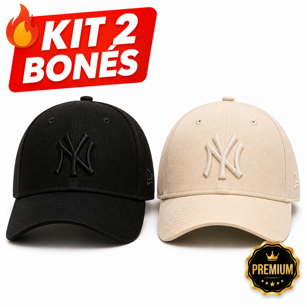 Kit 2 Bonés NY New York Feminino Masculino Bordado Premium Aba Curva Unissex Blogueira - ENVIO IMEDIATO