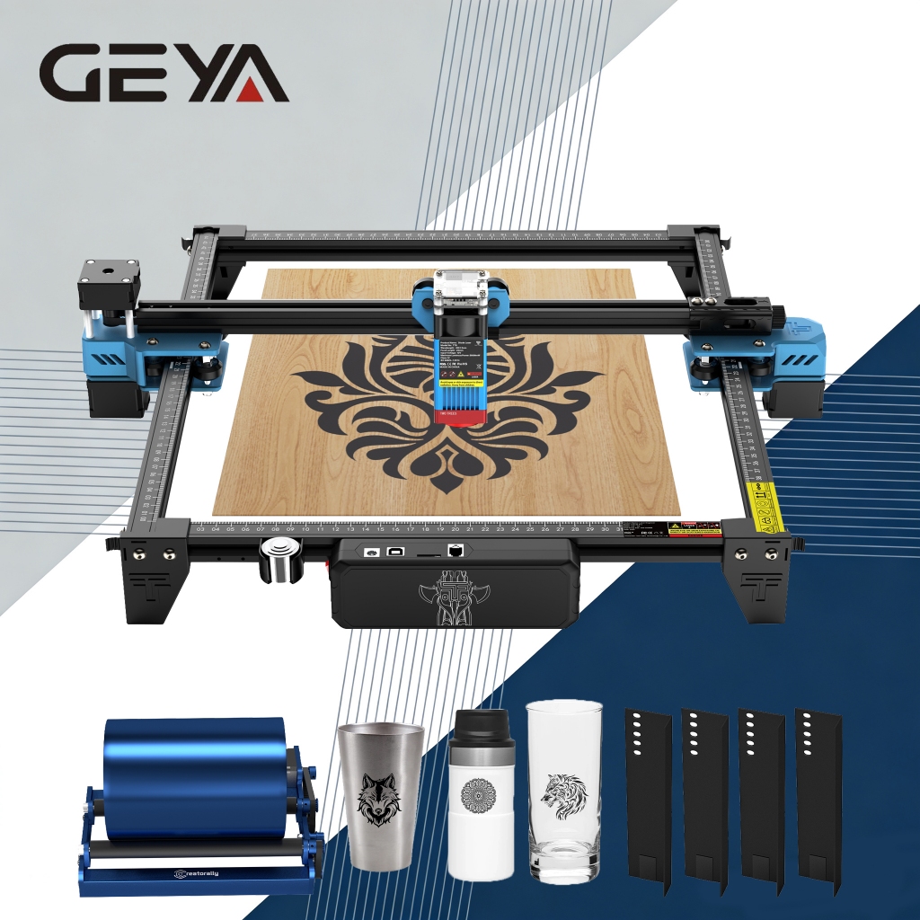 GEYA | Máquina de corte e gravação a laser TTS-55 Pro&ROLO, cortador e gravador a laser