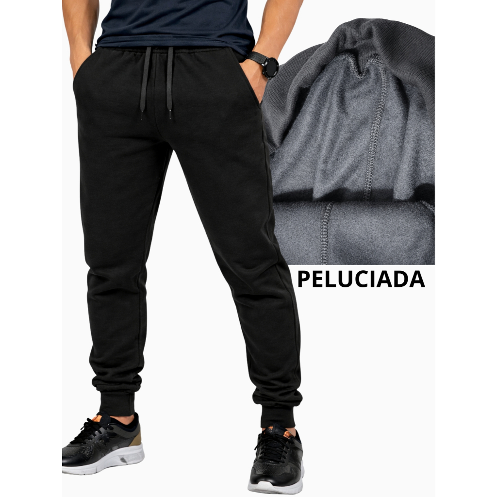 Calça Masculina Moletom Premium Flanelada Por Dentro  Lisa Slim Basica Treino Trabalho Escola  Inverno