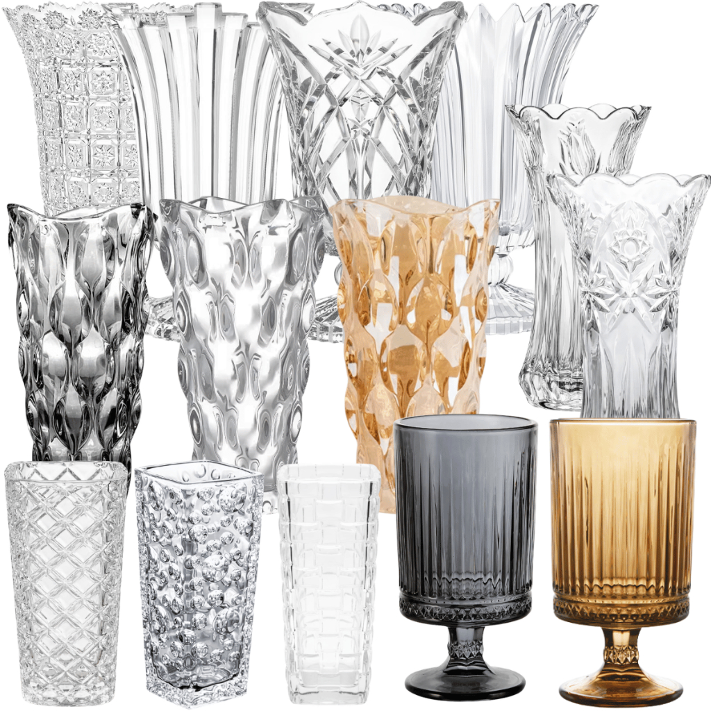 Vaso Decorativo Vidro Transparente Floreiro Elegante Mesa Sala Aparador Decoração Moderna Variados