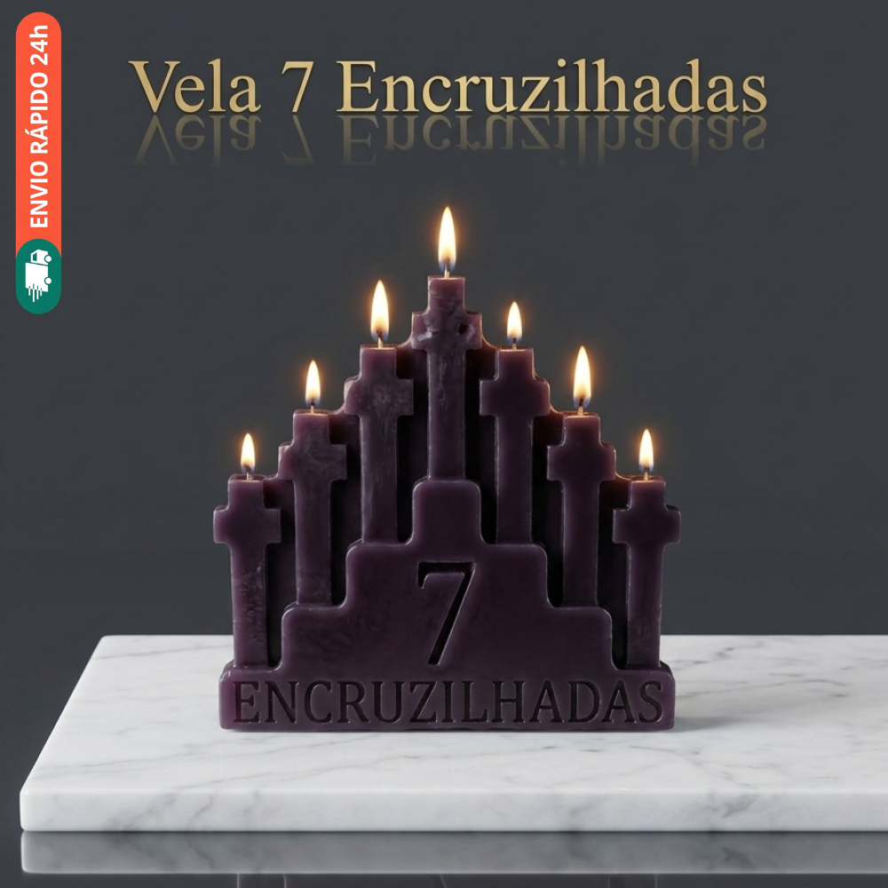Vela de Magia Sete Cruzes ou Sete Encruzilhadas - 9cm