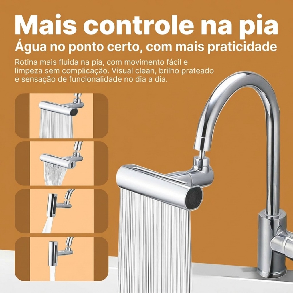 Extensor para Torneira Pia Giratória 360º com Filtro e Chuveirinho – Esguicho Economizador de Água