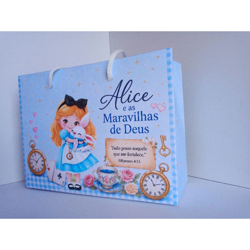Sacolinha Alice no País das Maravilhas Personalizada | Lembrancinha | Mimos | Aniversário Festa infantil