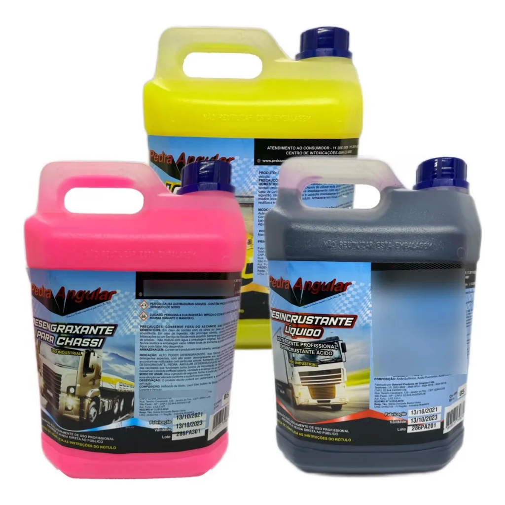 Kit Lava Rápido 1 Shampoo Lava Auto +1 Desengraxante Concentrado + 1 Desincrustante Limpa Baú 5 Litros