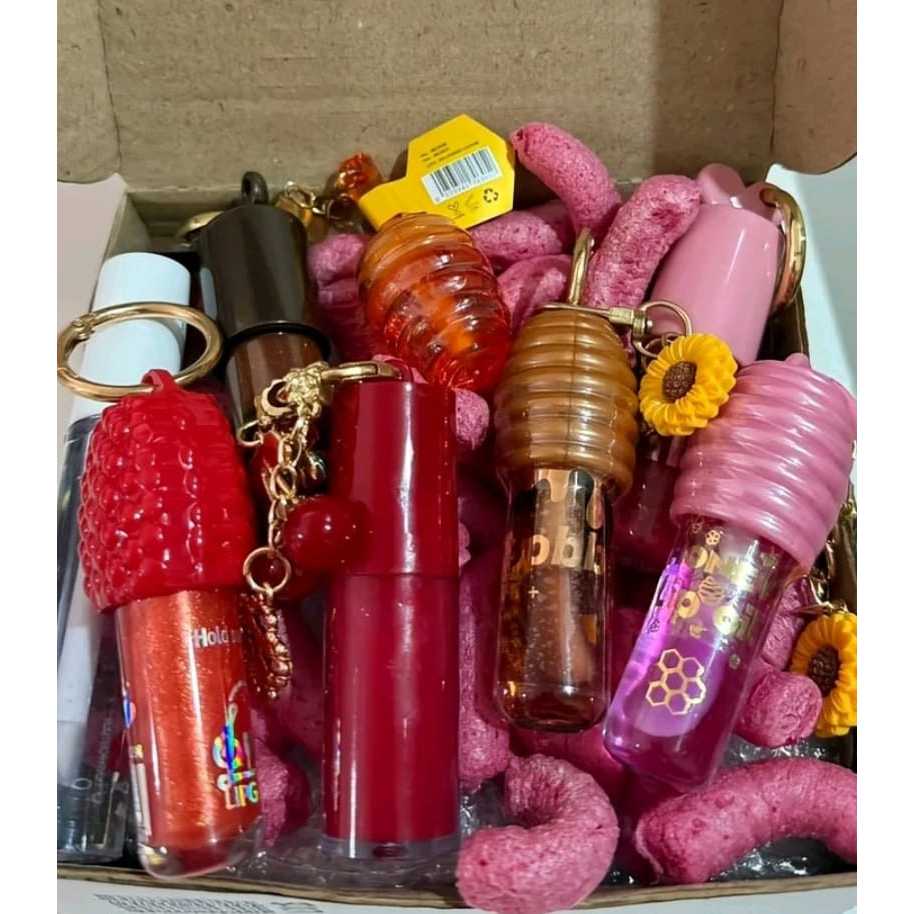 Gloss Kit 3 Unidades Gloss Com Chaveiros - Gloss Cereja - Gloss Mel - Gloss Chocolate