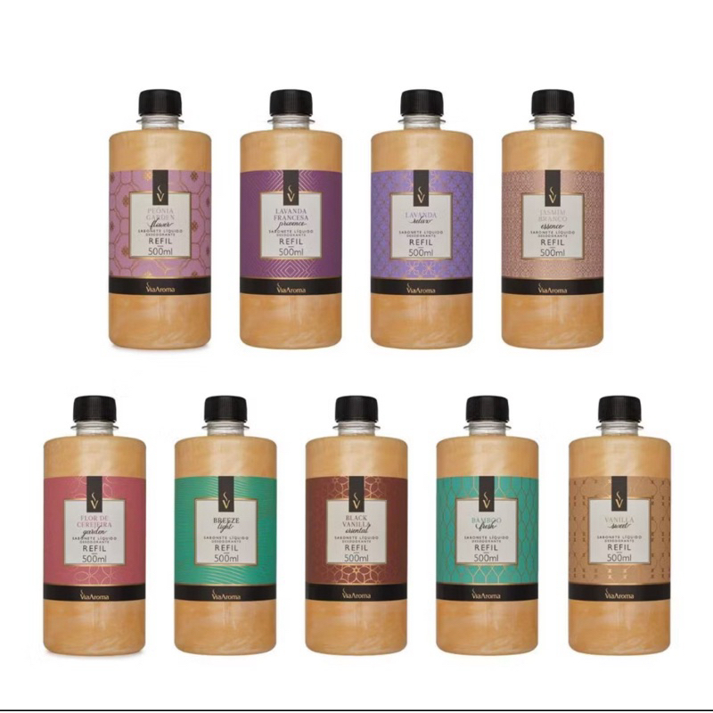 Sabonete Líquido Desodorante Hidratante Via Aroma Galão Refil 500ml Aromas Linha Clássica