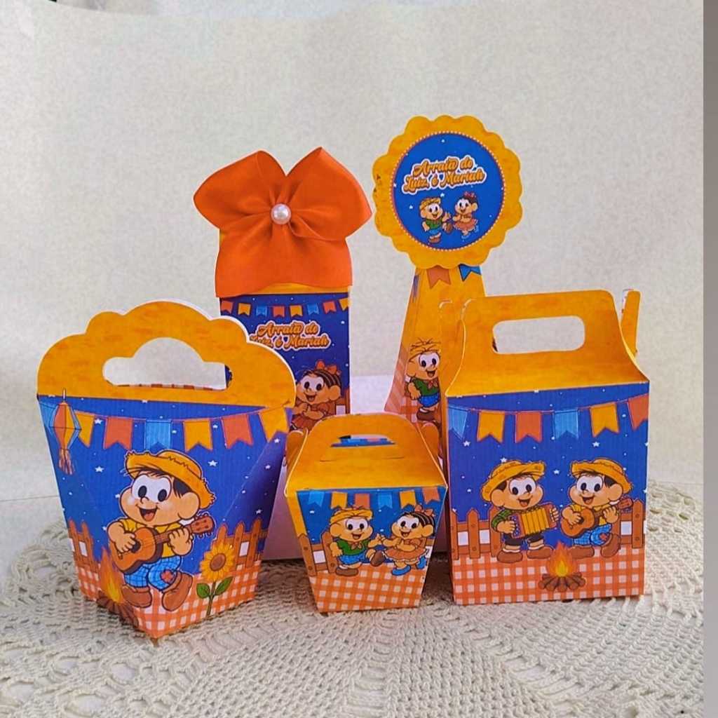 Kit Festa PEGUE E MONTE ARRAIA FESTA JUNINA SÃO JOÃO Personalizado Lembrancinhas Caixas Aniversário