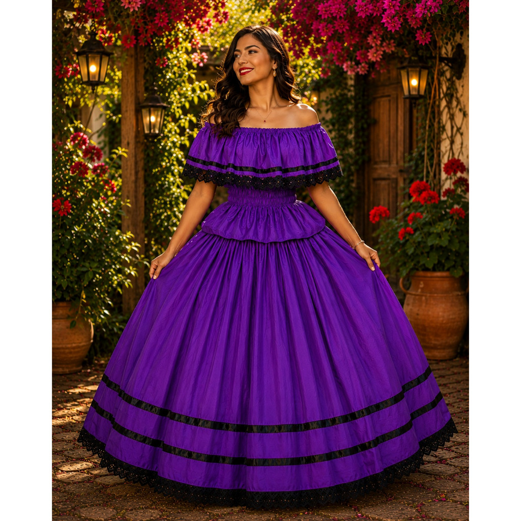 SAIA ROXO COM CIGANINHA - ROUPA UMBANDA, CANDOMBLÉ, JUREMA, ROUPA POMBOGIRA ROXO, EXU, MESTRAS - CATIMBÓ