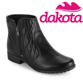 Bota Feminina Dakota Cano Curto Salto Baixo Confortável D2184 Matelasse Rasteira Preto Original