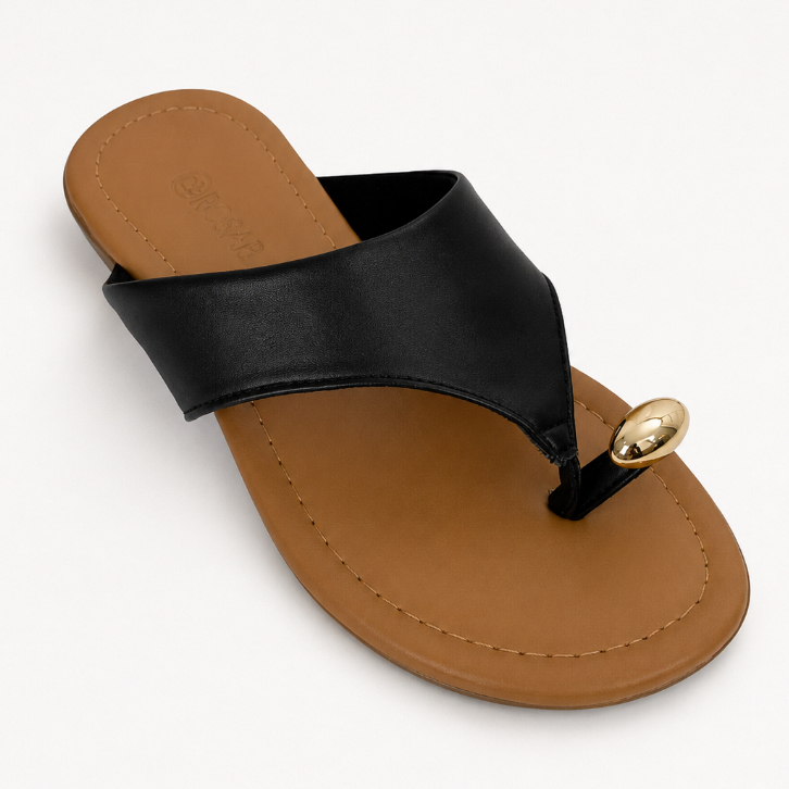 Sandália Feminina Rasteirinha Chinelo Anel Dedo Dourado Leve e Confortavel Rasteira Blogueira