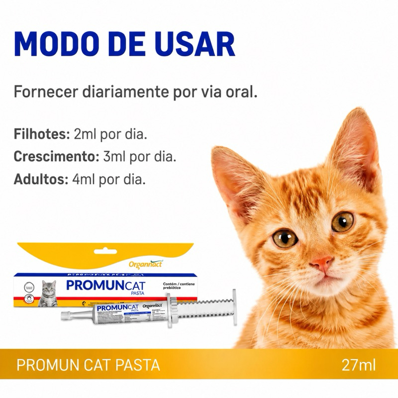 Promun cat Pasta Organnact para Gatos | Suplemento com Prebiótico para Flora Intestinal e Imunidade | 27ml — imagem 2 de 2