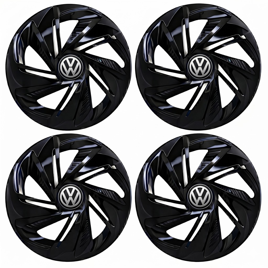 Jogo Calota Nitro VW Preto Brilhante Spacefox Santana Saveiro Spacecross Golf Polo Up Virtus