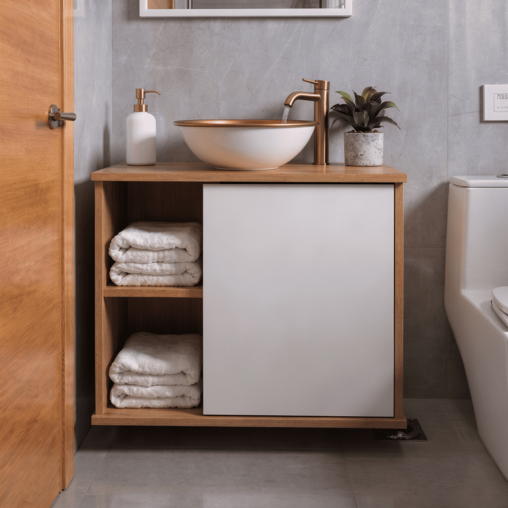 Gabinete Suspenso Banheiro Moderno com Cuba de Sobrepor 2 Nichos e 1 Porta - Blue Moby