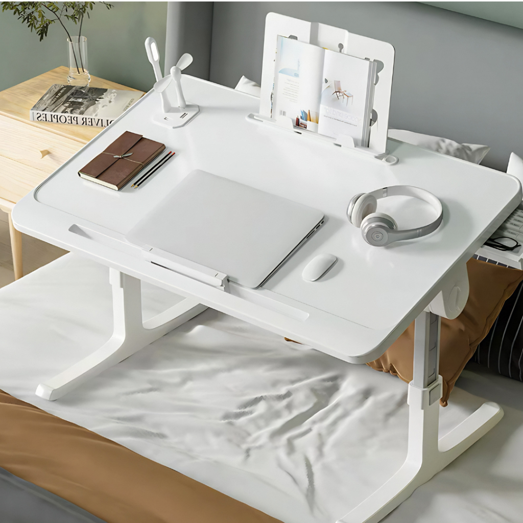 Mesa Dobrável para Notebook na Cama 60x40cm Altura Ajustável com Gaveta e Suporte para Home Office