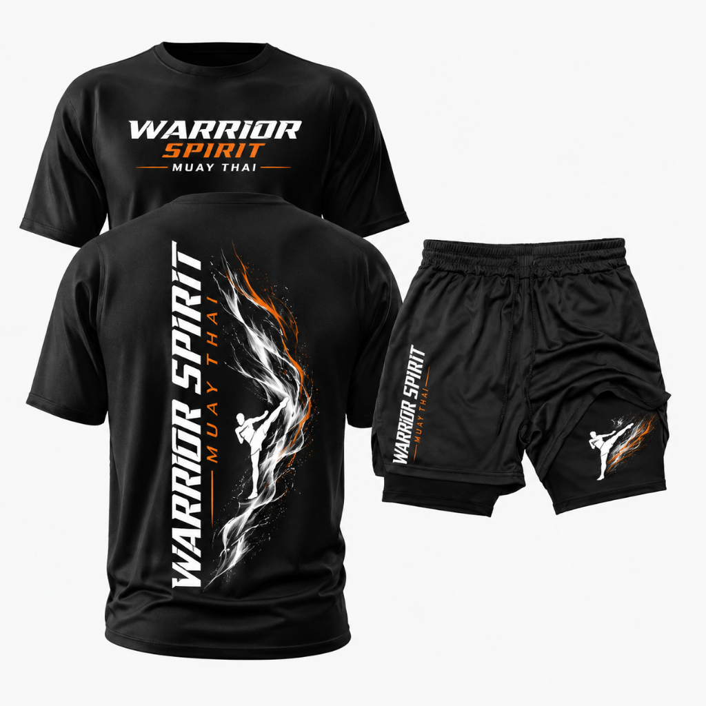 Kit Muay Thay Camisa + Short 2 em 1 Dry Fit Warrior Spirit