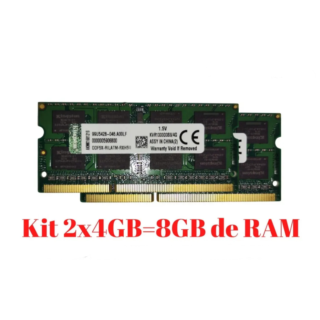 Kit Memórias Ram Kingston 8gb (2x 4gb) DDR3 SODIMM 1333mhz 1.35v