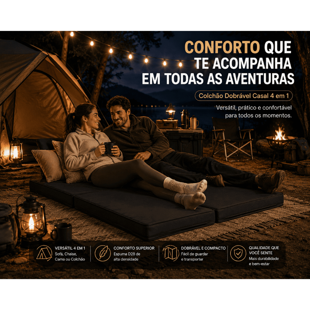 Colchão Multiuso Dobrável de Casal Sofá Puff Colchonete Cama Leve Espuma D-28 de Alta Qualidade
