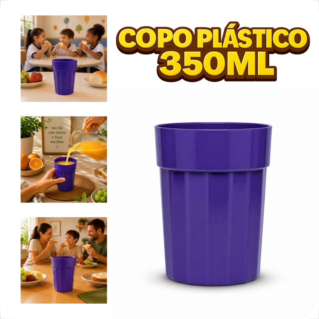 25 Copos Kit De Plásticos 350ML Para Dia a Dia Festas Eventos Resistente Premium Festa Infantil