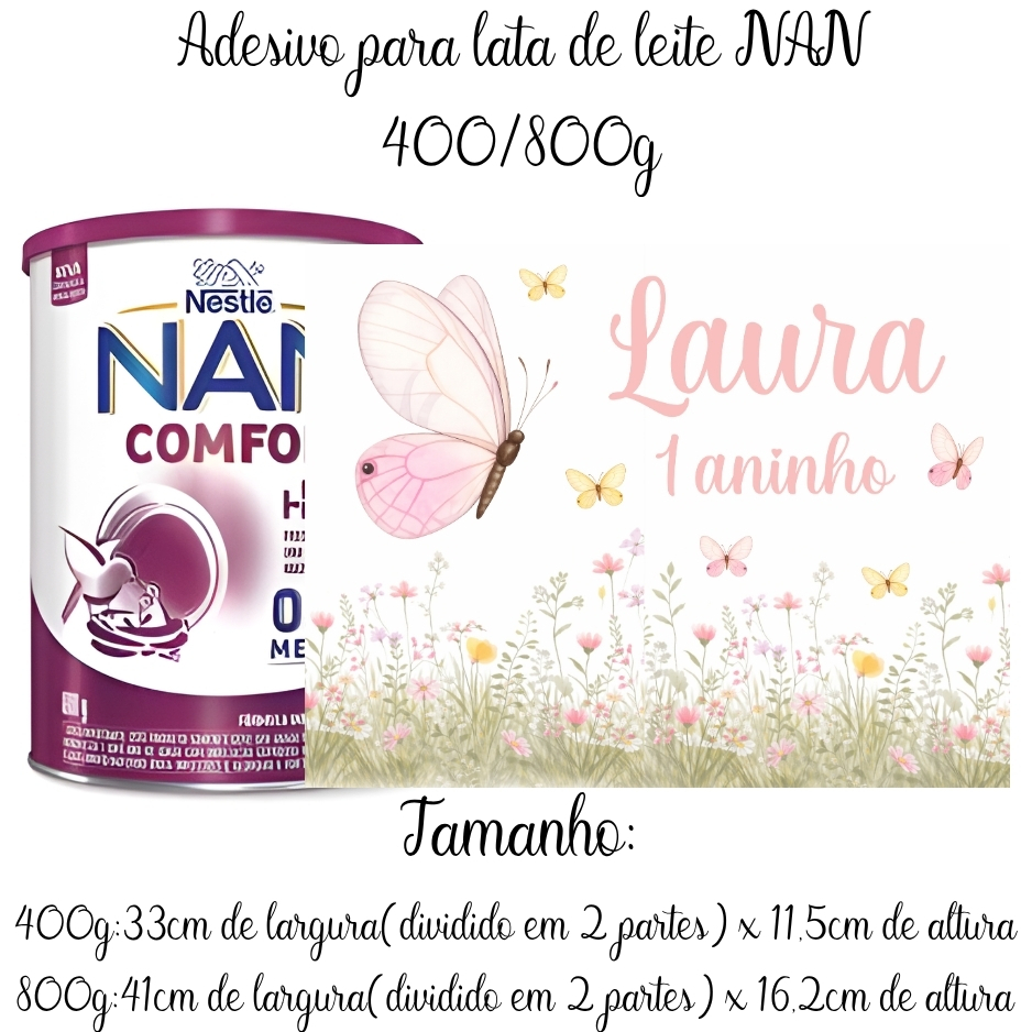 Adesivos para Latas de Leite NAN 400/800g -Jardim Encantado ( FAZEMOS TODOS OS TEMAS)