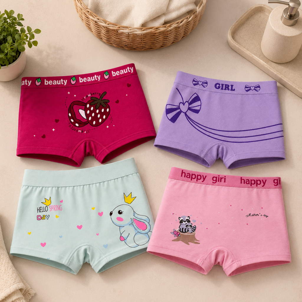 Kit com 02/05/10 Calcinha Importada box Shortinho Infantil menina Estampada Tam 02 a 10 Anos  I