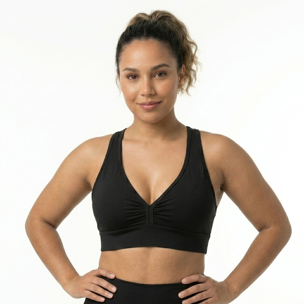 Top Academia Feminino Nadador Com Forro Zero Transparência Fitness Malha Premium Sustentação Confortável