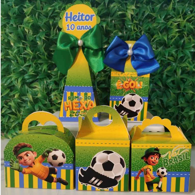 Kit Caixinhas Futebol Brasil Personalizado – Lembrancinha para festa de aniversário