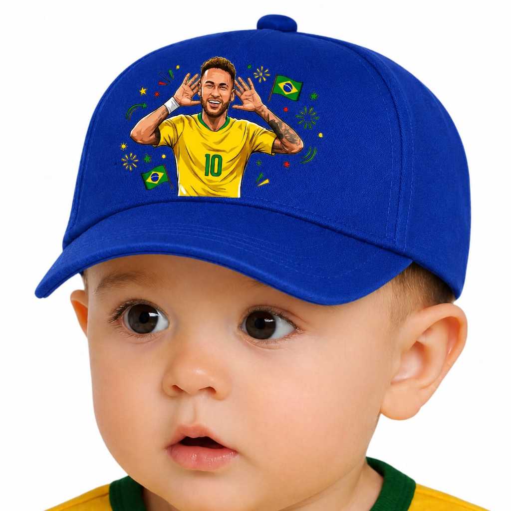 Boné Infantil 0 a 12 meses Brasil N10 Futebol Menino Bebê Criança Boné De Linha Premium Ajustável