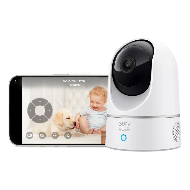 Câmera de Segurança Anker eufy E220 2K(3MP) Wi-Fi Interna 360° Babá Eletrônica Áudio Bidirecional Rastreamento IA para C
