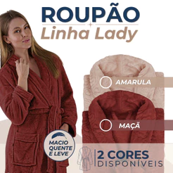 Roupão Banho Flannel Microfibra Adulto Feminino Toque Aveludado Extra Maciez 260g/m² Lady Appel