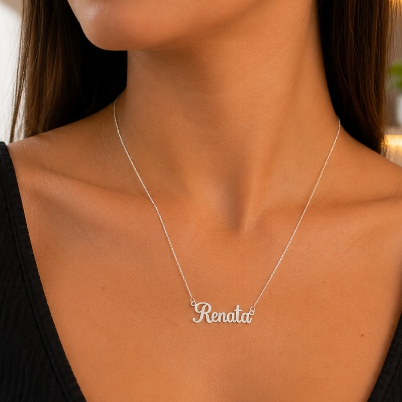 Colar Personalizado Com Nome Prata 925 Legítima Corrente Veneziana 45cm Até 9 Letras Feminino