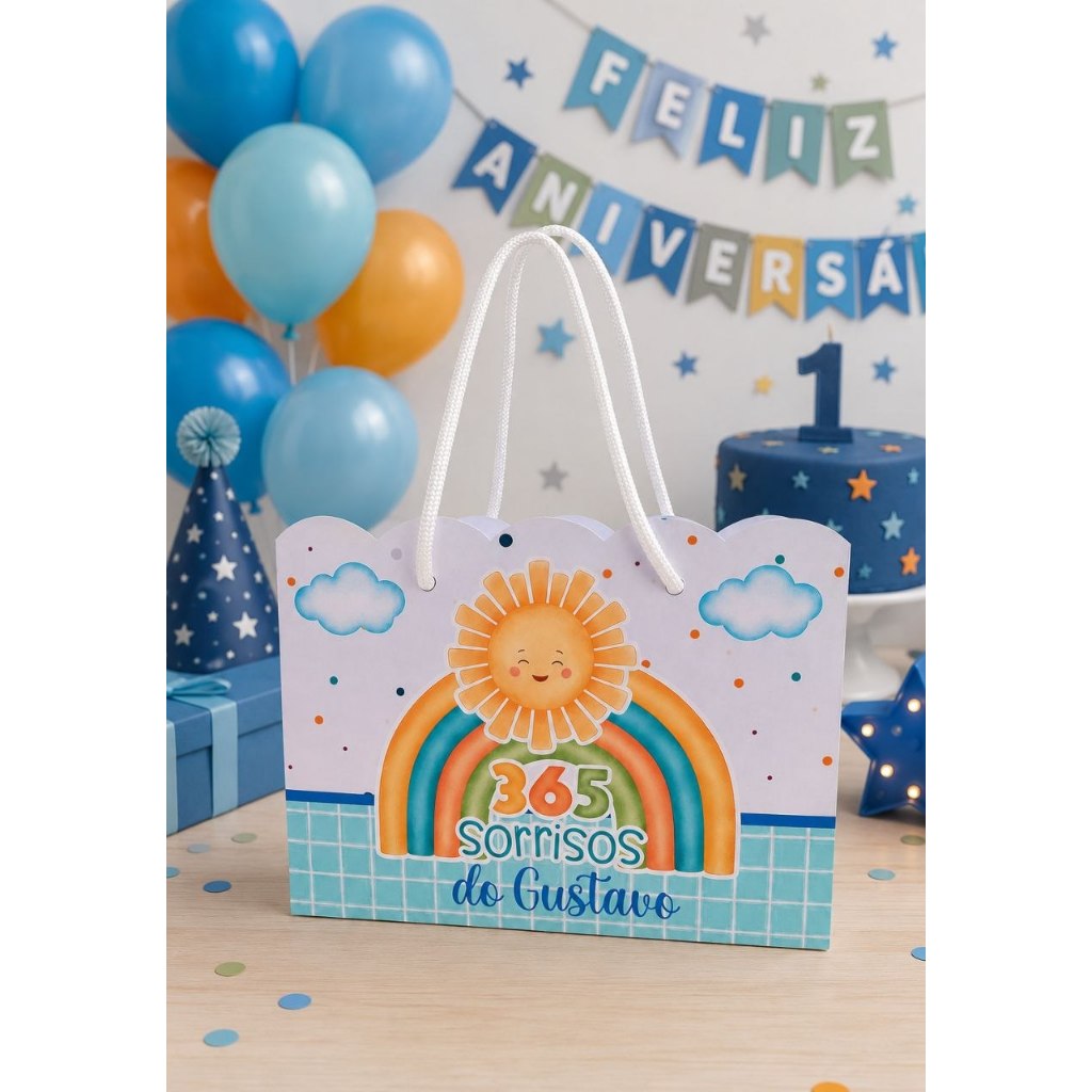 Sacolinhas Personalizadas 365 SORRISOS (PEGUE E MONTE )Lembrancinhas Personalizadas Festa Infantil  Sacolinha Supresas