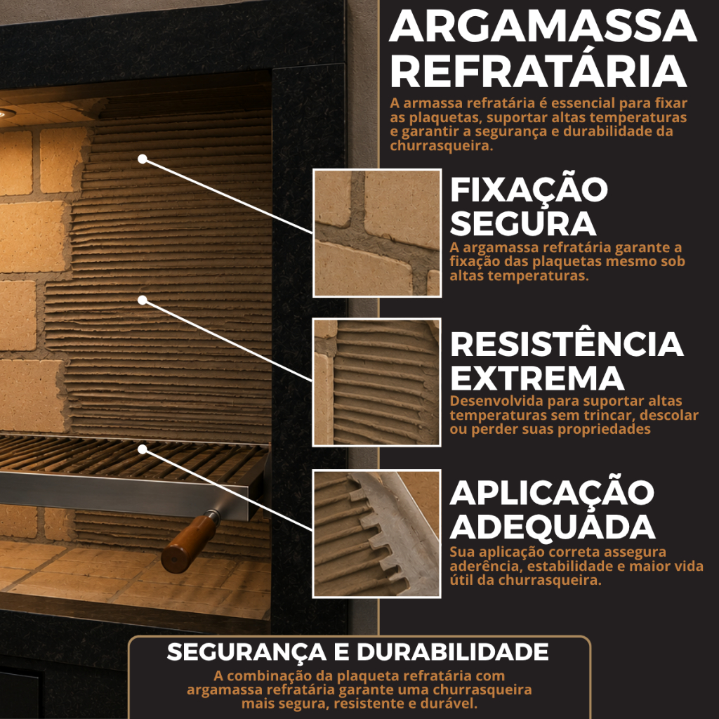 Kit 10 Plaqueta Refratária Churrasqueira Forno + 1 Massa 5kg Tilecol Churrasqueira Fogão a Lenha — imagem 2 de 2