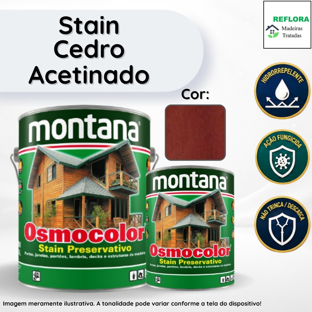 Osmocolor Stain Cedro Acetinado 900ml e 3,6L Montana Proteção para Madeiras