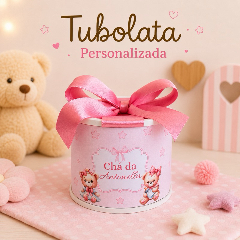 KIT TUBOLATA PERSONALIZADA 5x6 - LEMBRANCINHA - CHÁ DE BEBÊ - MATERNIDADE - FESTA - CHÁ REVELAÇÃO