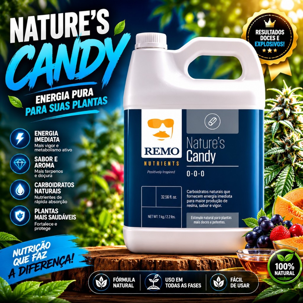 Remo 250ml Fertilizante Natures Candy – Energia Aroma e Vitalidade Natural para Suas Plantas
