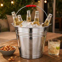 Balde Inox GRANDE Com Alça 16 Litros Industrial Multiuso Mantém a Temperatura Por Mais Tempo