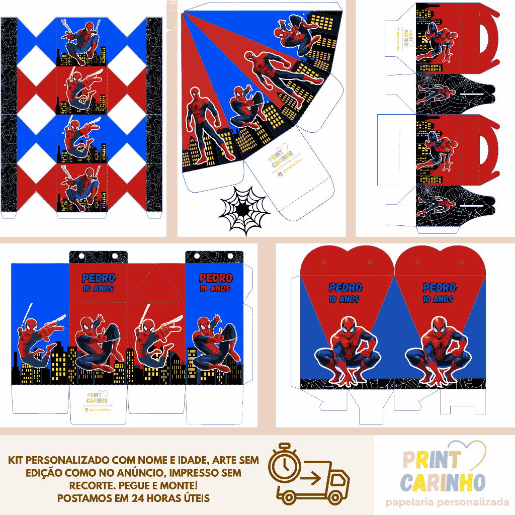 KIT LEMBRANCINHAS TEMA HOMEM ARANHA - lembrancinhas/caixinhas personalizadas para festas