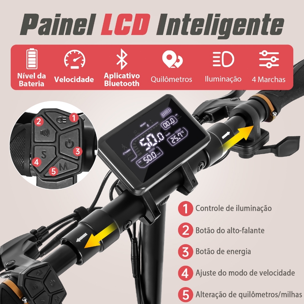 HONEYWHALE T4A Patinete Elétrico Dobrável Scooter 750W (MAX), Velocidade 45 KM/H, 35 KM Autonomia · foto 2