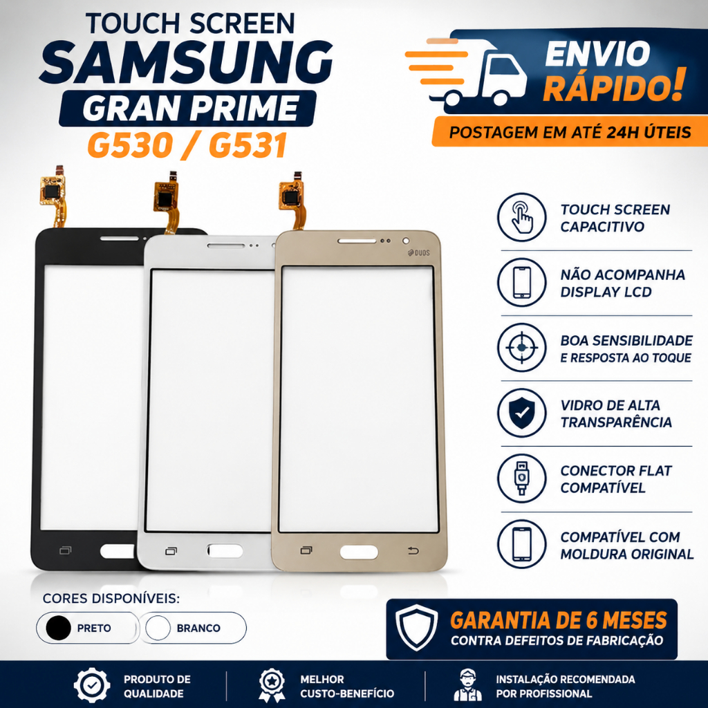 Touch SM Gran Prime G530 G531 G531H G531M Duos NN Tela Touch Screen Frontal