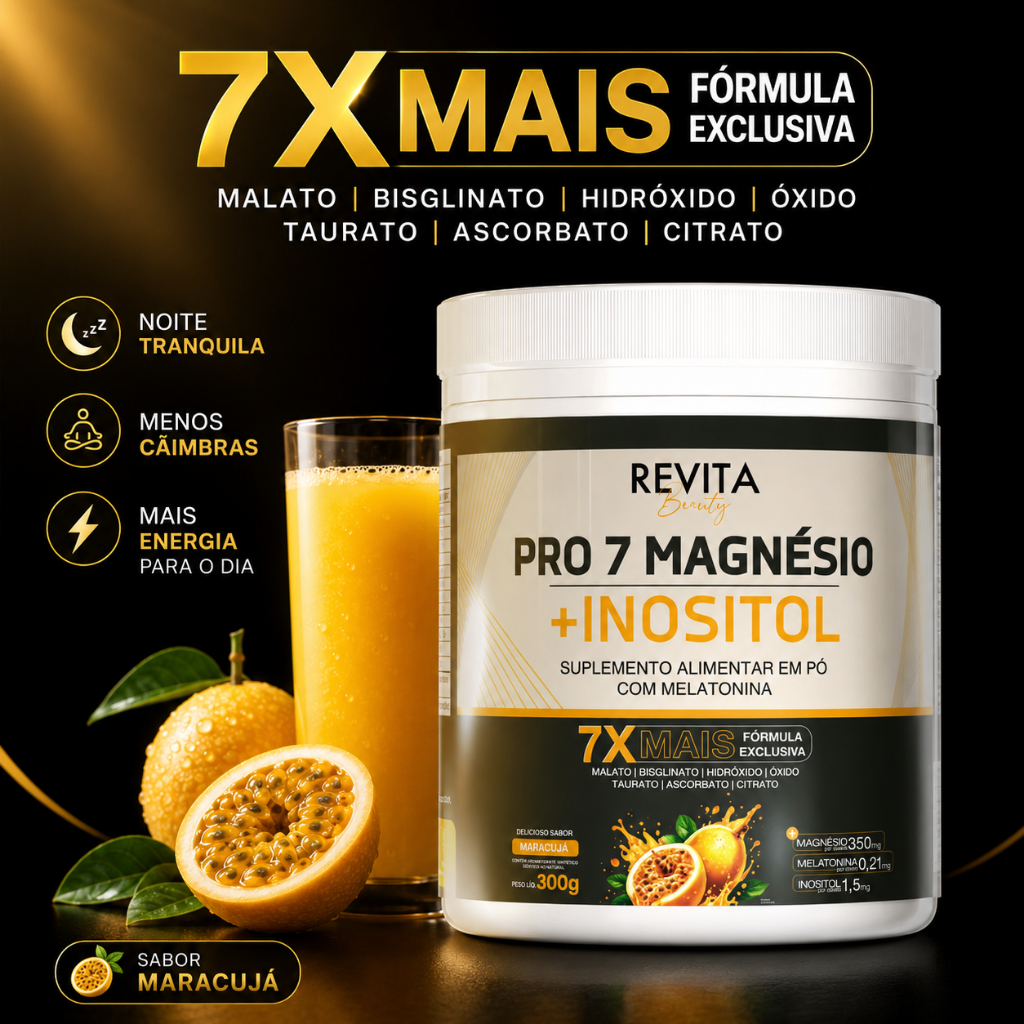 Magnésio Pro 7 + Inositol 7x Mais Magnésios 300g - Qualidade Revita Beauty
